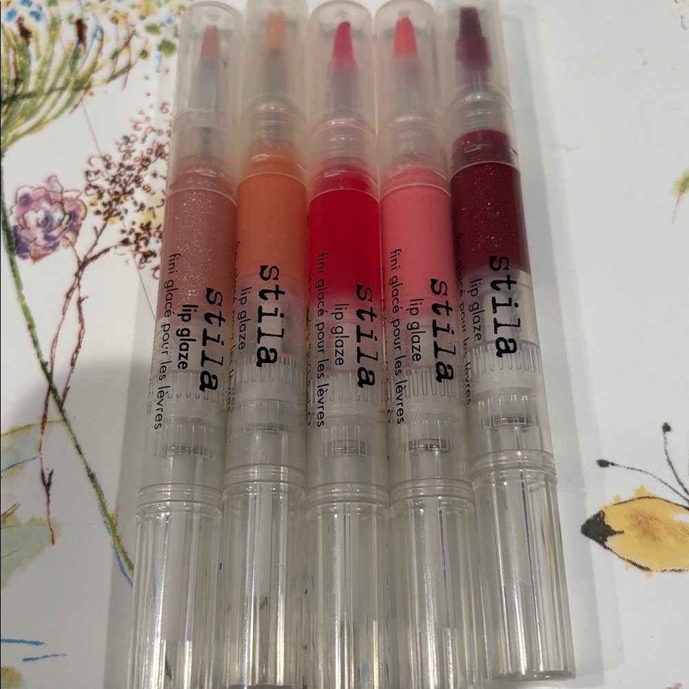 Stila Lip Glaze Collection Gleam,Apricot, Wildberry, Passion Fruit, Dazzle Berry